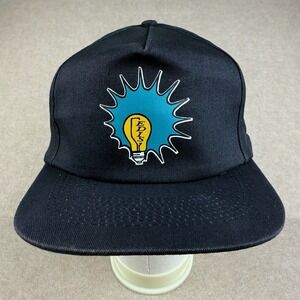 Vintage KC Black Snapback Hat Cap EDIS Light Bulb Logo Graphic Adjustable OSFA‎